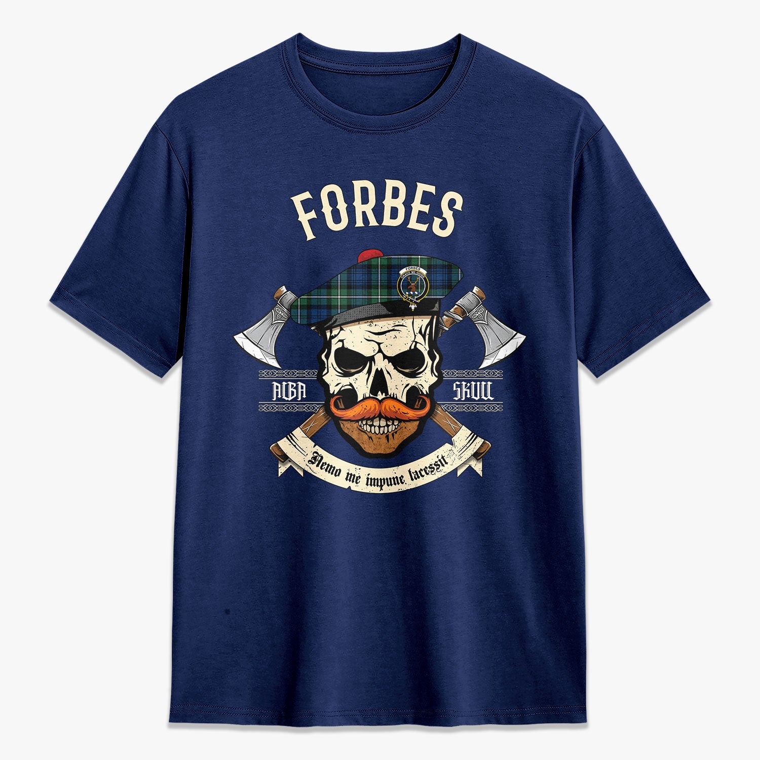 Forbes Ancient Tartan Crest 2D T-shirt - Alba Skull Style