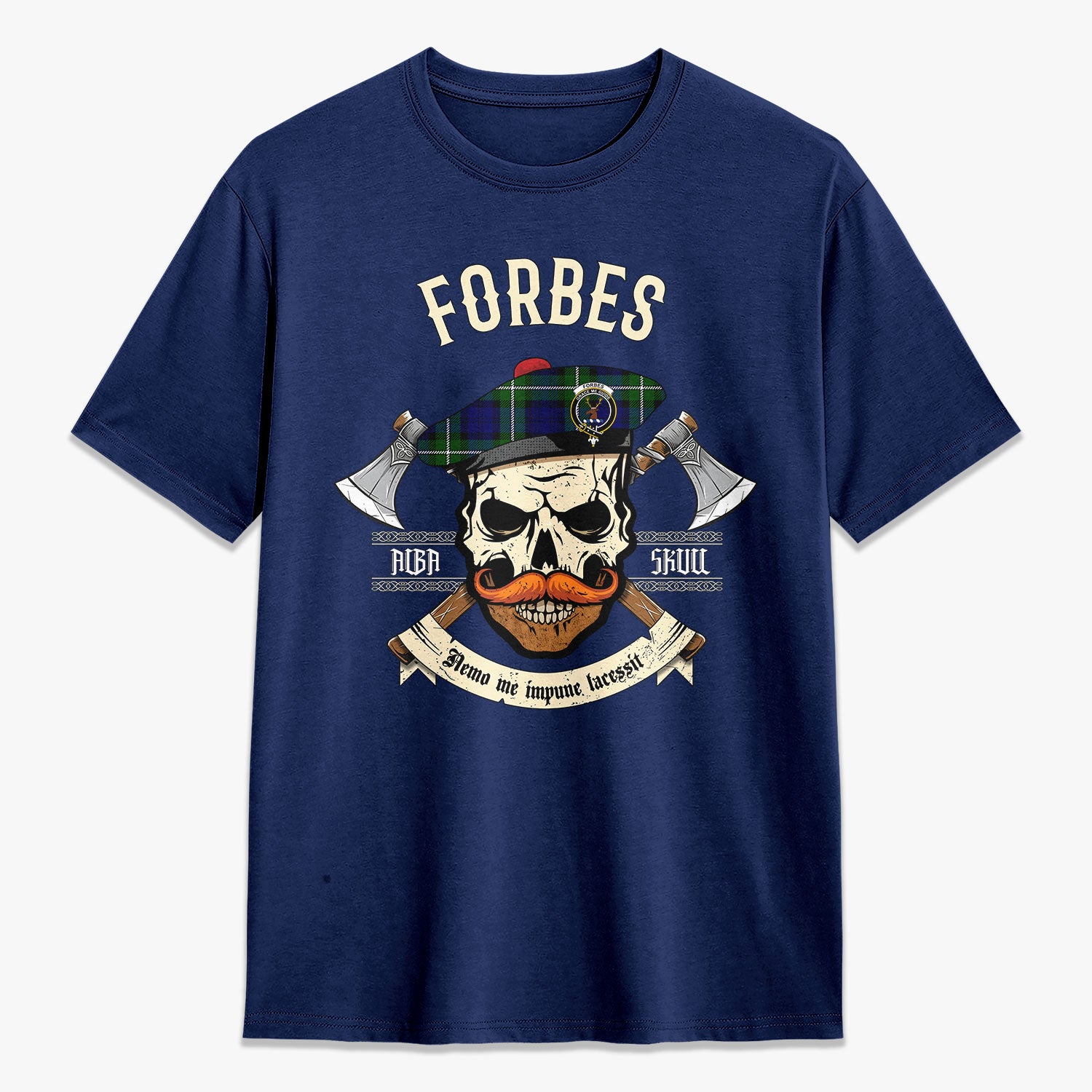 Forbes Modern Tartan Crest 2D T-shirt - Alba Skull Style