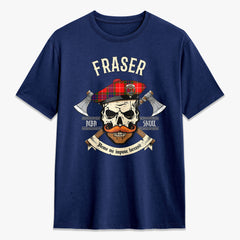 Fraser Tartan Crest 2D T-shirt - Alba Skull Style