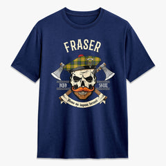 Fraser (of Lovat) Yellow Tartan Crest 2D T-shirt - Alba Skull Style