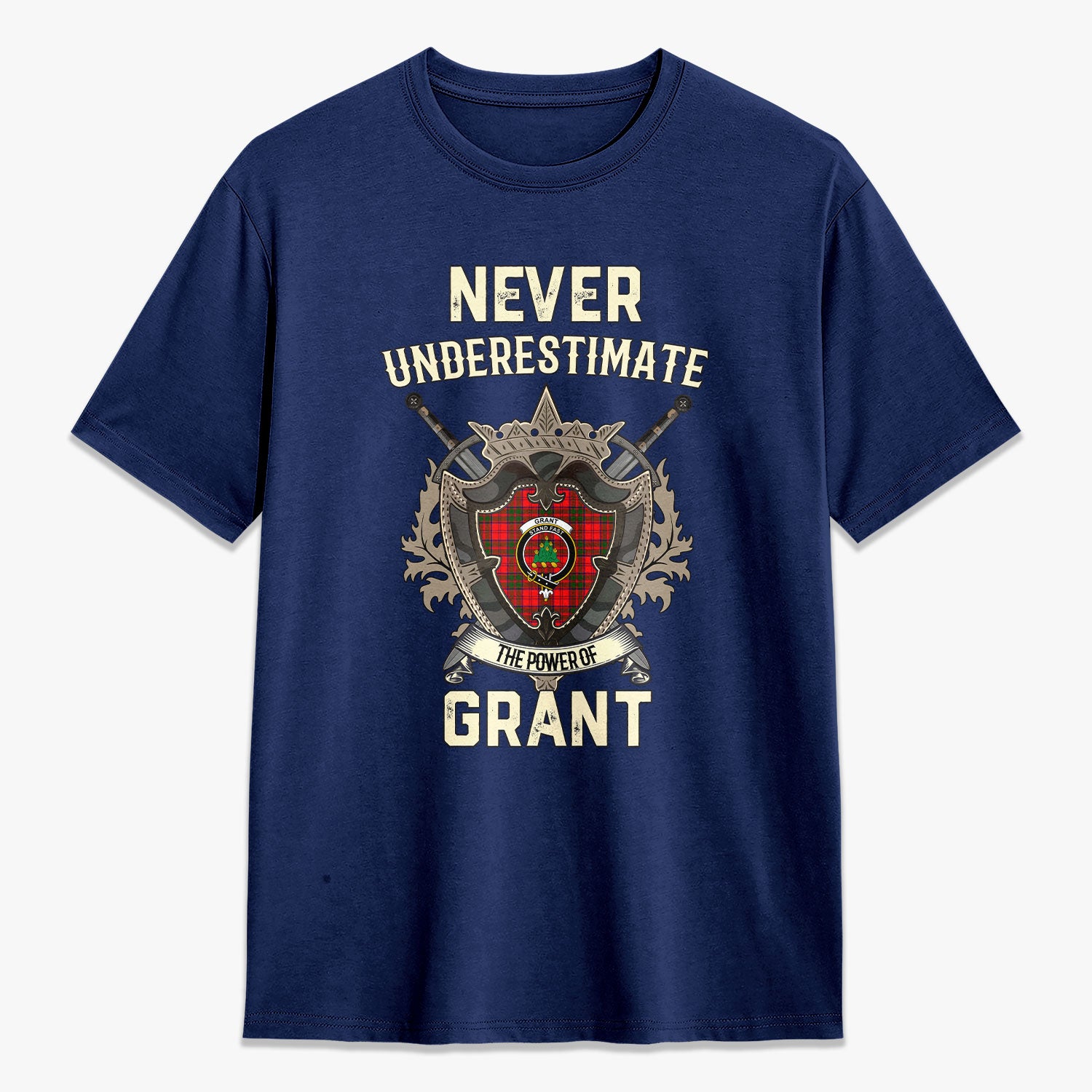 Grant Modern Tartan Crest 2D T-shirt - Never Underestimate Style