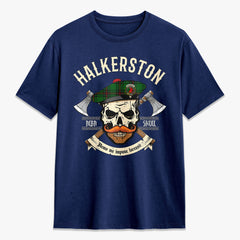 Halkerston Tartan Crest 2D T-shirt - Alba Skull Style