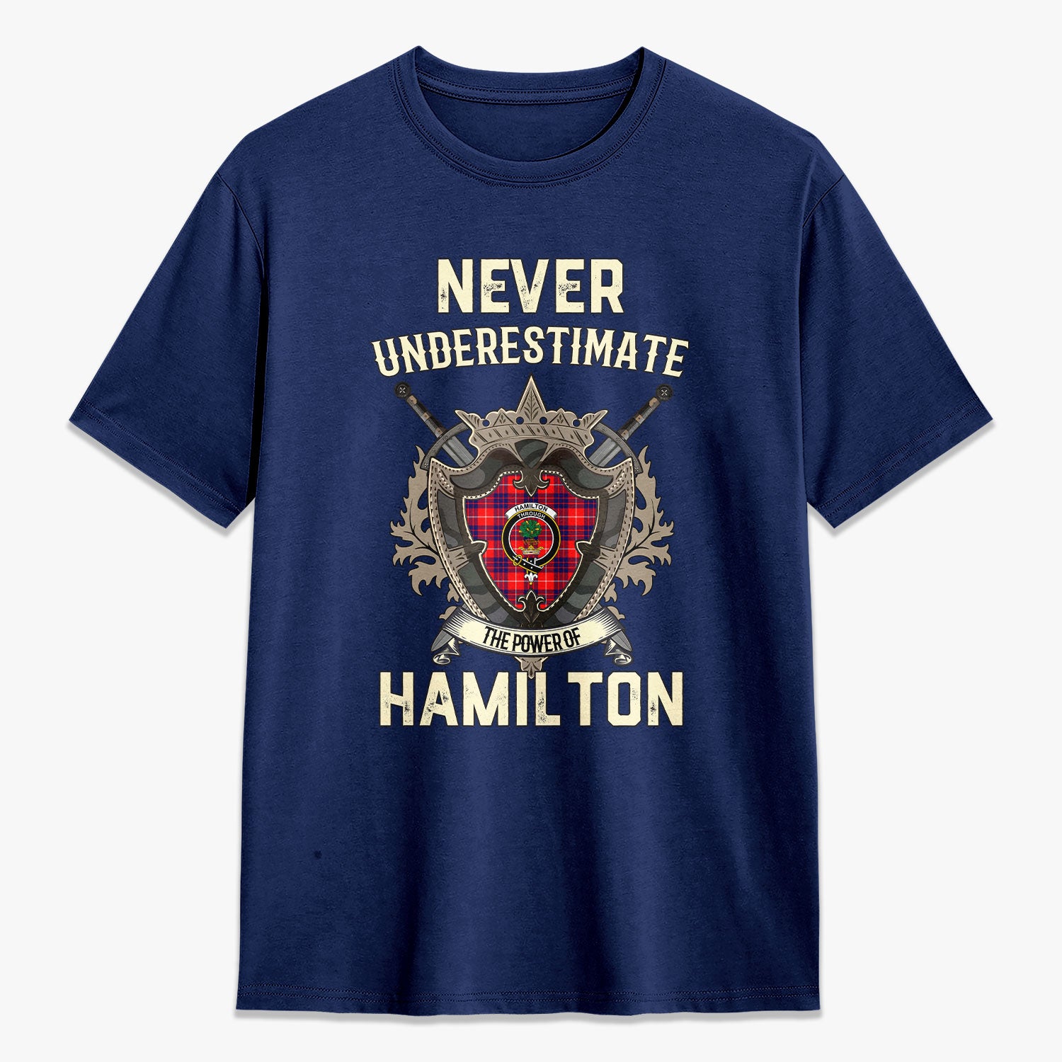 Hamilton Modern Tartan Crest 2D T-shirt - Never Underestimate Style