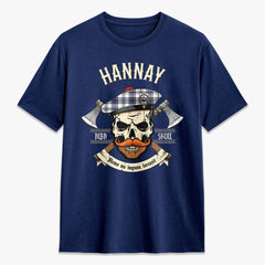 Hannay Modern Tartan Crest 2D T-shirt - Alba Skull Style