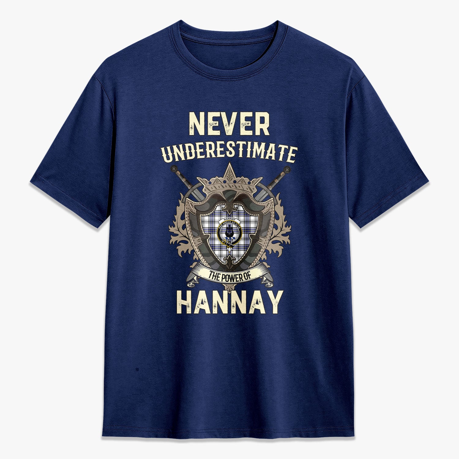 Hannay Modern Tartan Crest 2D T-shirt - Never Underestimate Style