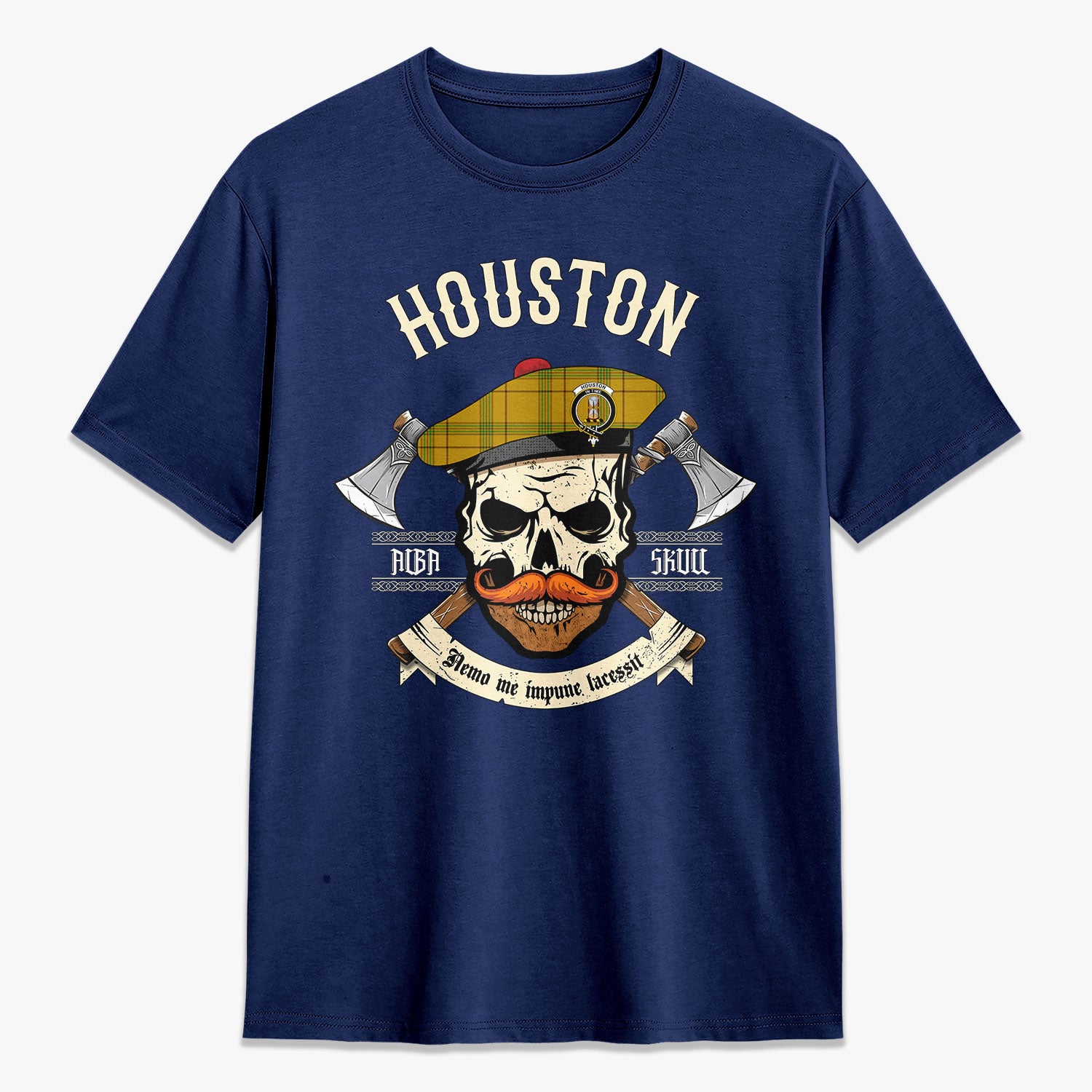 Houston Tartan Crest 2D T-shirt - Alba Skull Style