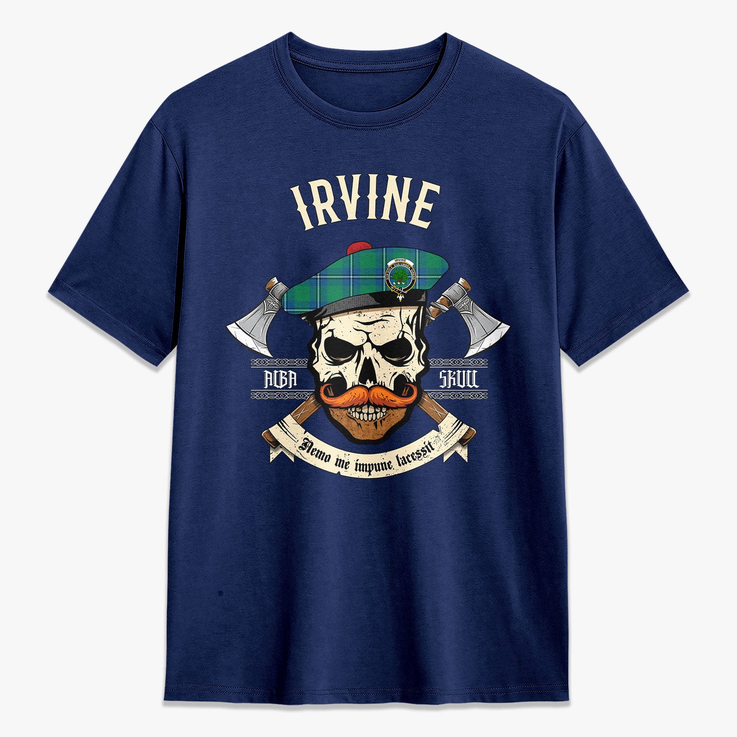 Irvine Ancient Tartan Crest 2D T-shirt - Alba Skull Style