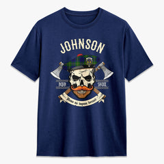 Johnson Modern Tartan Crest 2D T-shirt - Alba Skull Style