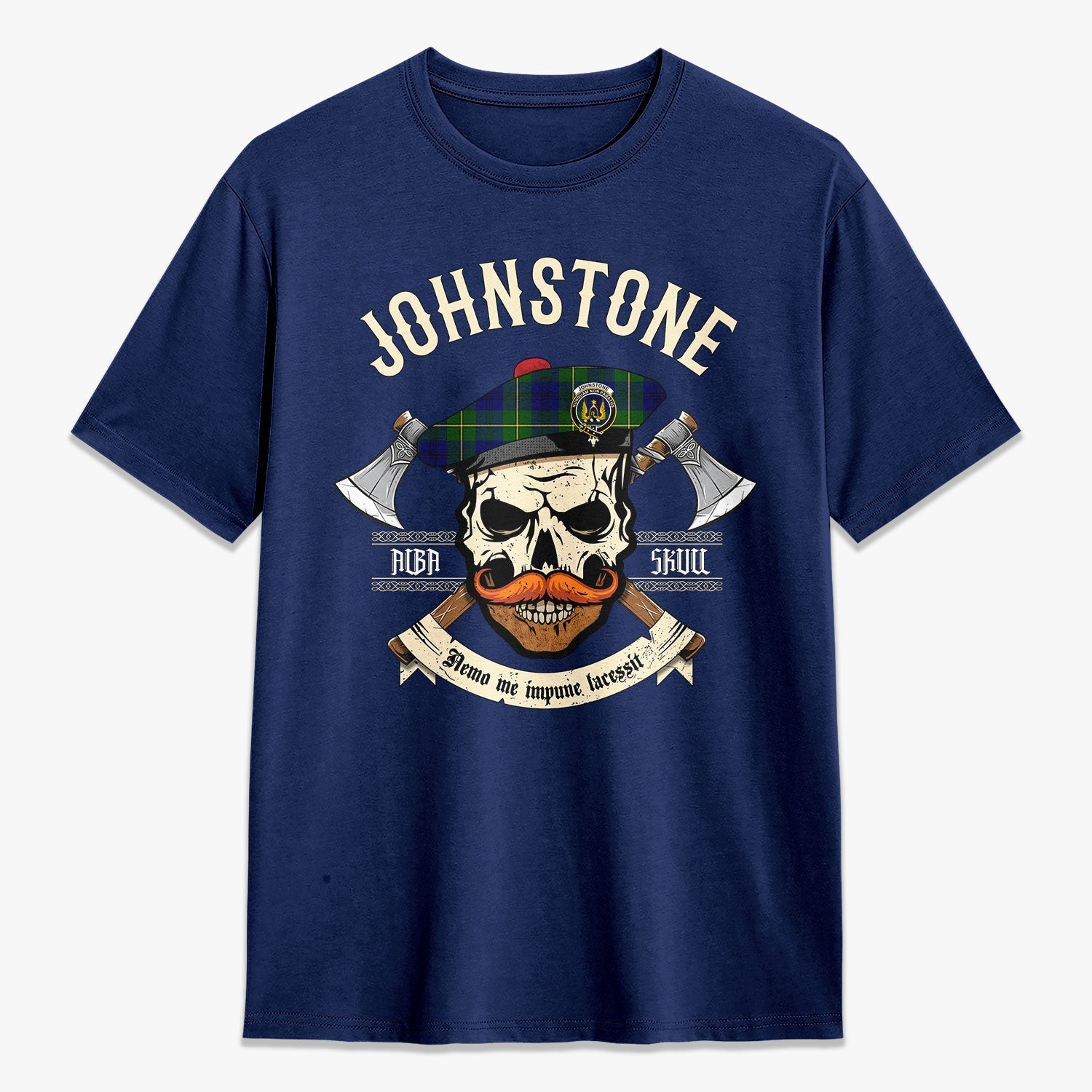 Johnstone Modern Tartan Crest 2D T-shirt - Alba Skull Style