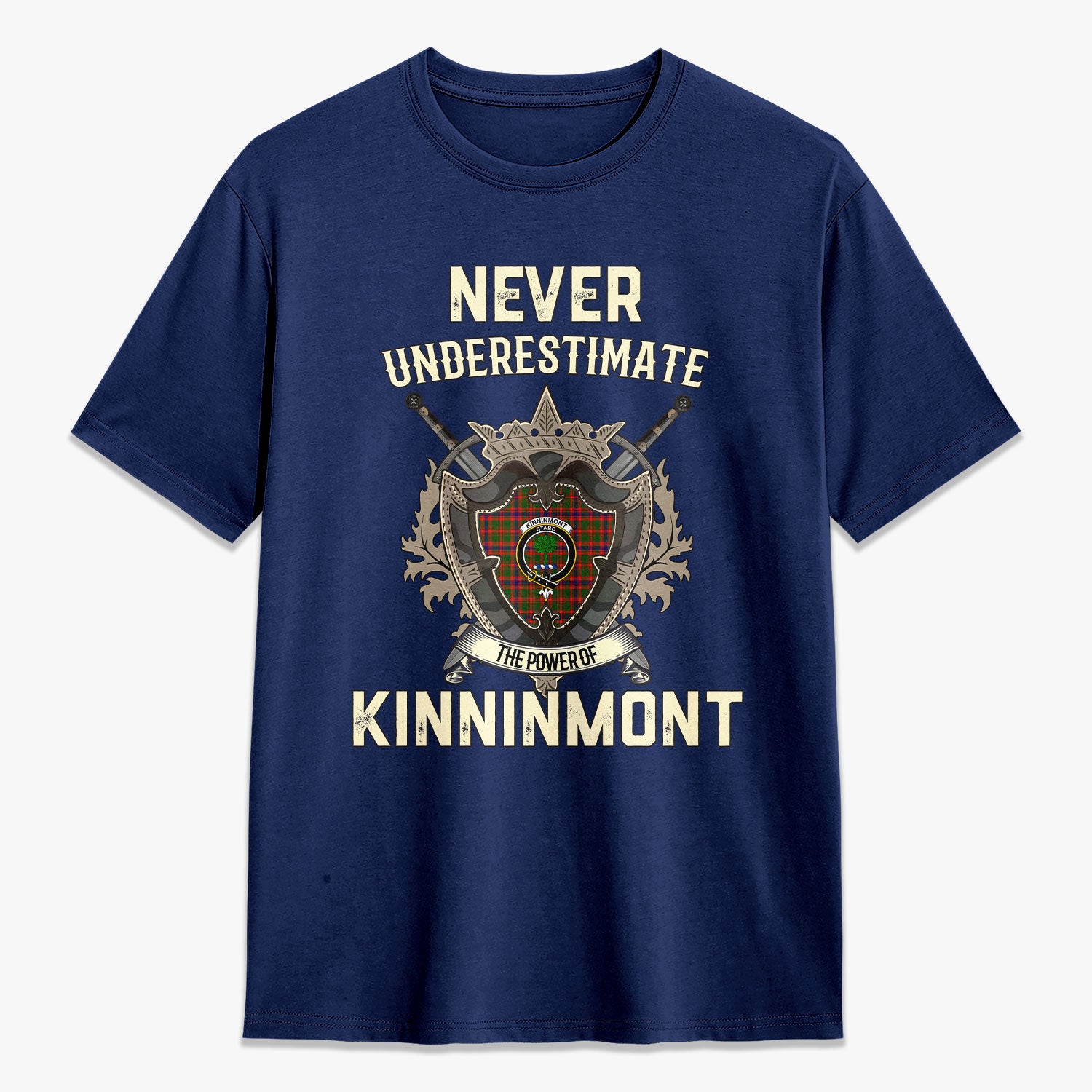 Kinninmont Tartan Crest 2D T-shirt - Never Underestimate Style