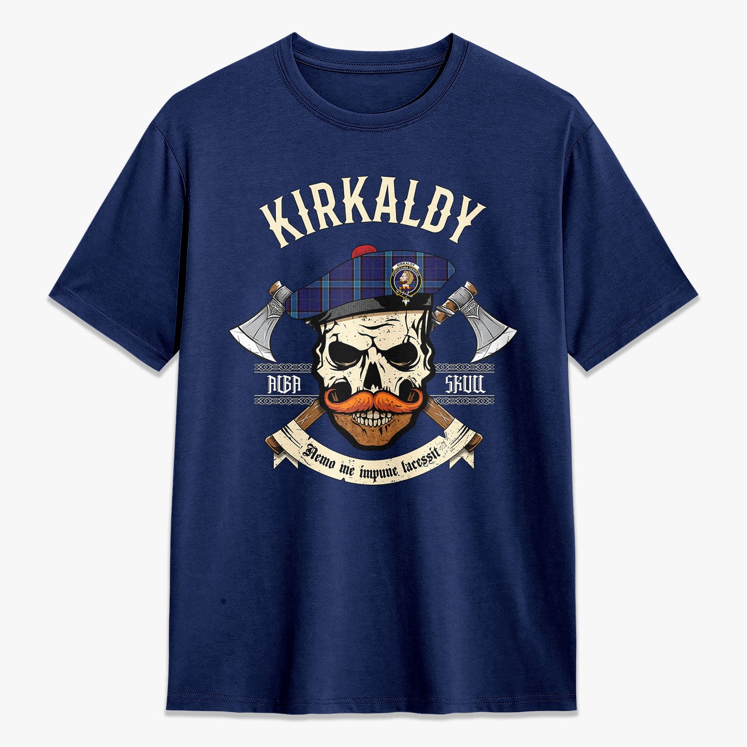 Kirkaldy Tartan Crest 2D T-shirt - Alba Skull Style