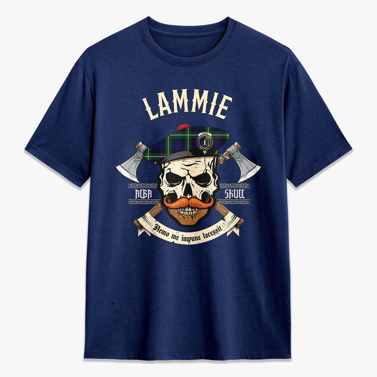 Lammie Tartan Crest 2D T-shirt - Alba Skull Style