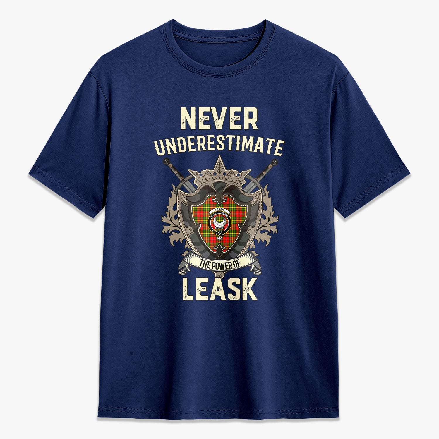 Leask Tartan Crest 2D T-shirt - Never Underestimate Style