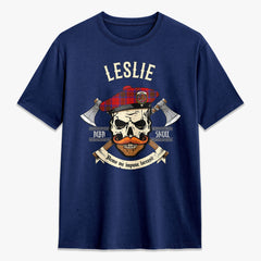 Leslie Modern Tartan Crest 2D T-shirt - Alba Skull Style