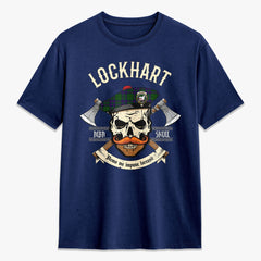 Lockhart Modern Tartan Crest 2D T-shirt - Alba Skull Style