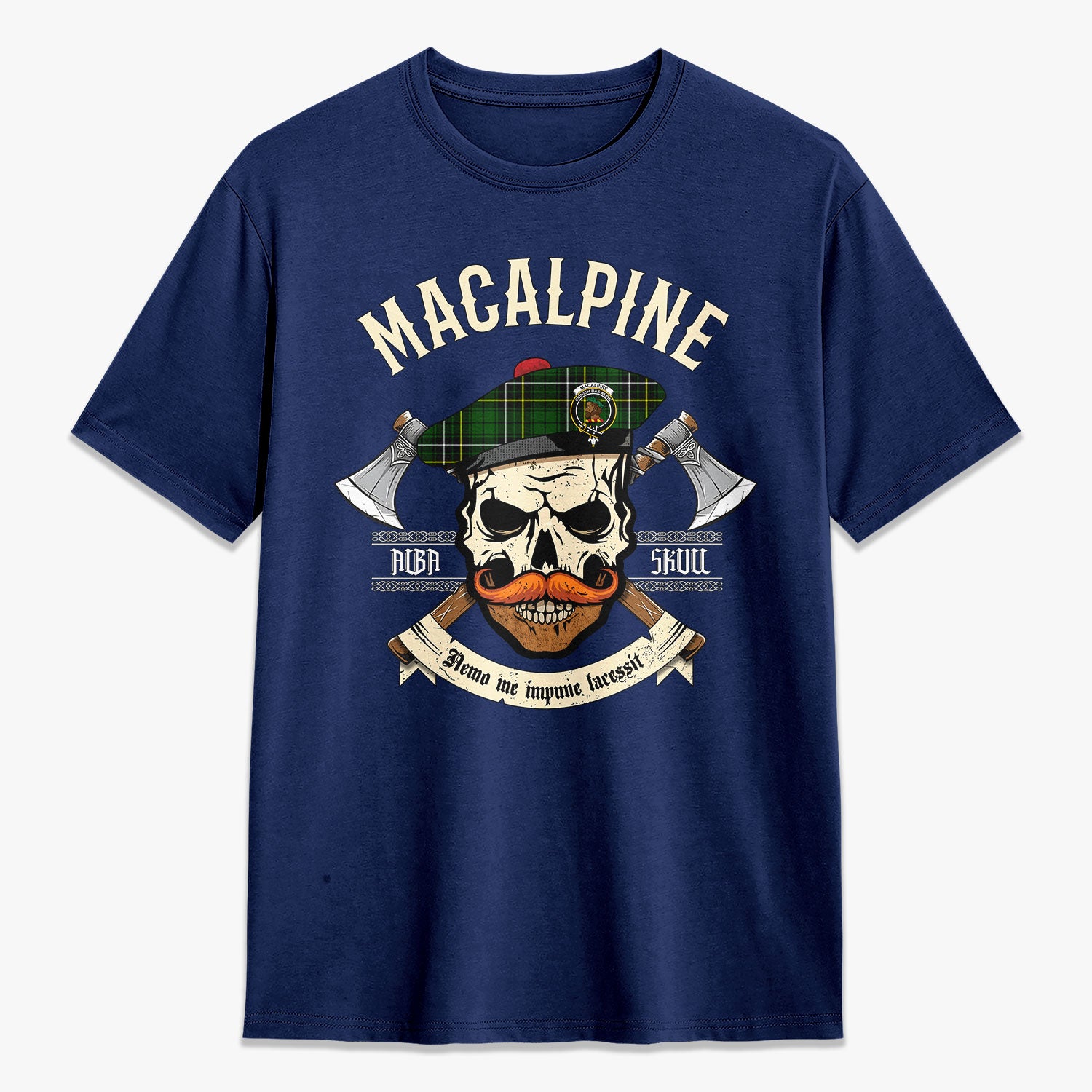 MacAlpine Modern Tartan Crest 2D T-shirt - Alba Skull Style