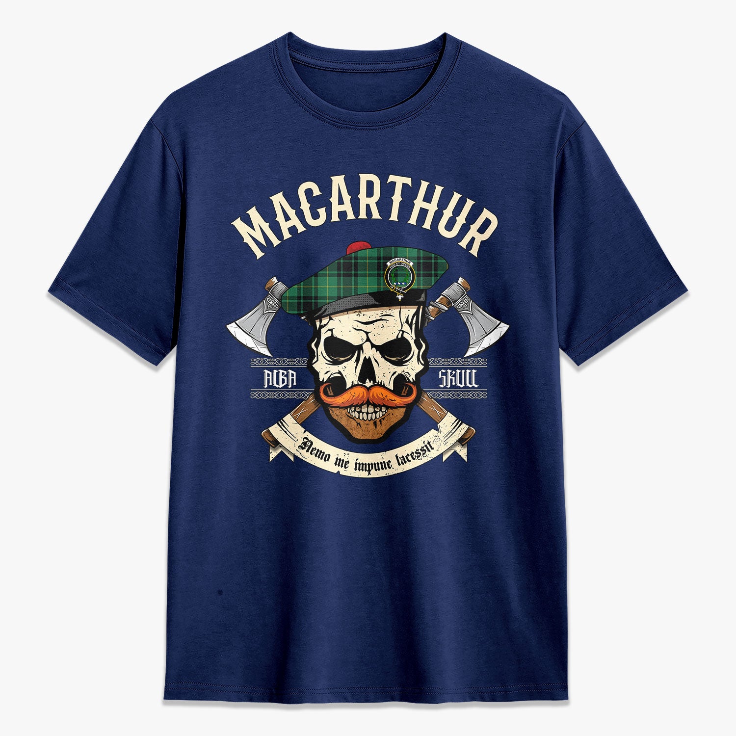 MacArthur Ancient Tartan Crest 2D T-shirt - Alba Skull Style