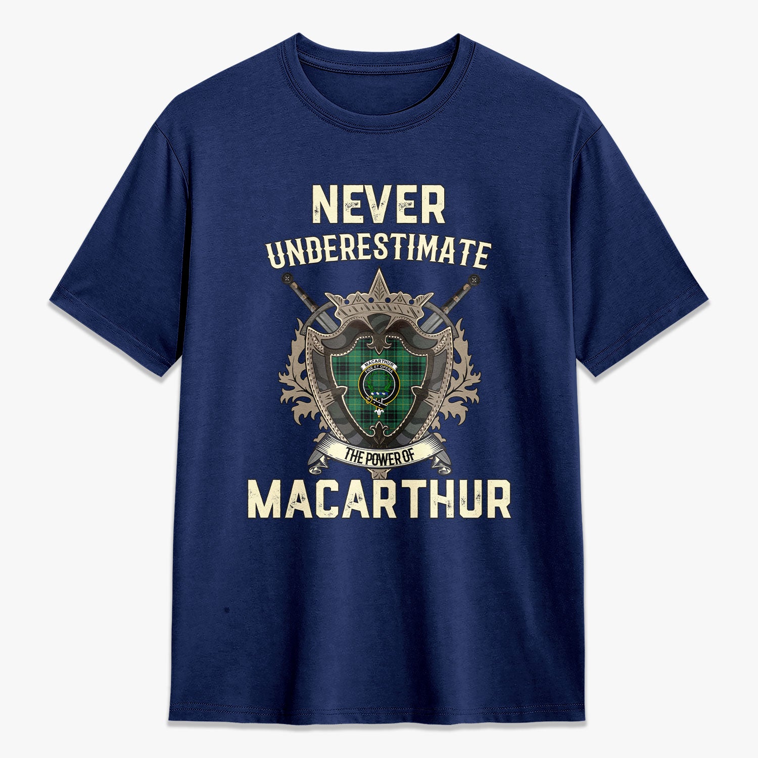 MacArthur Ancient Tartan Crest 2D T-shirt - Never Underestimate Style