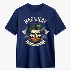 MacAulay Hunting Ancient Tartan Crest 2D T-shirt - Alba Skull Style