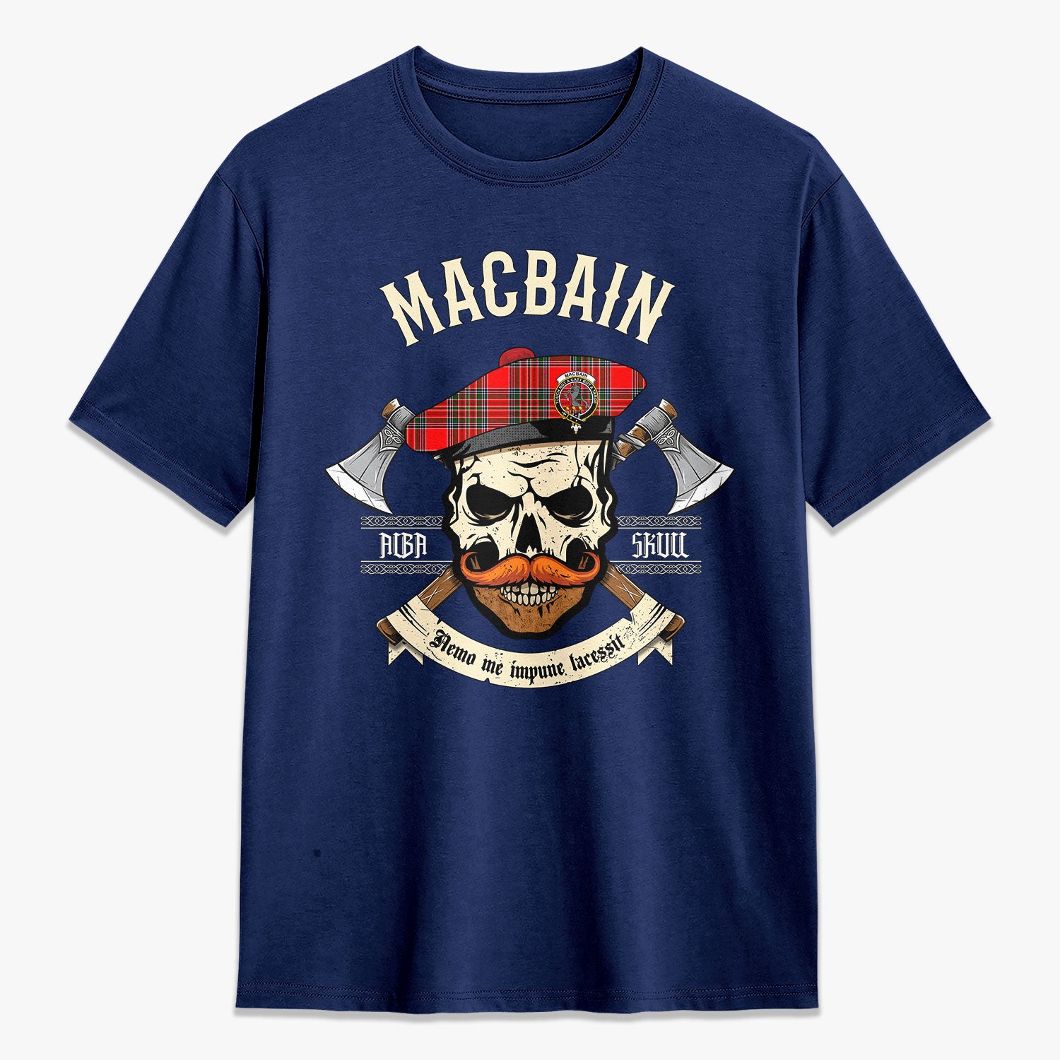 MacBain Tartan Crest 2D T-shirt - Alba Skull Style