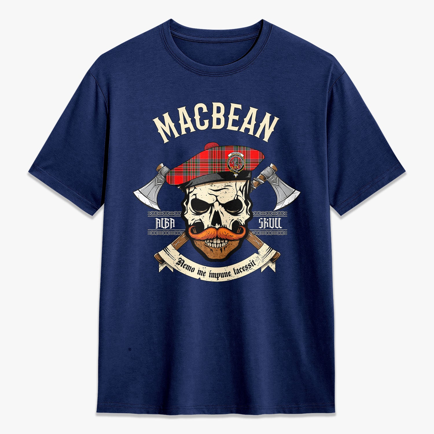 MacBean Tartan Crest 2D T-shirt - Alba Skull Style