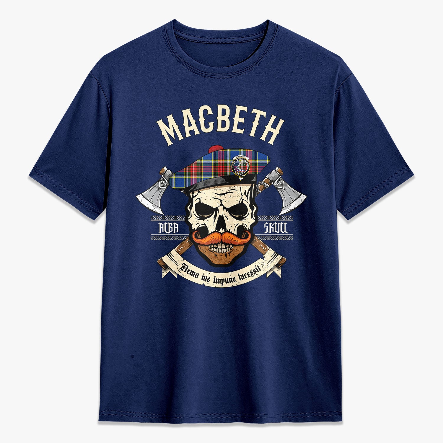 MacBeth Modern Tartan Crest 2D T-shirt - Alba Skull Style