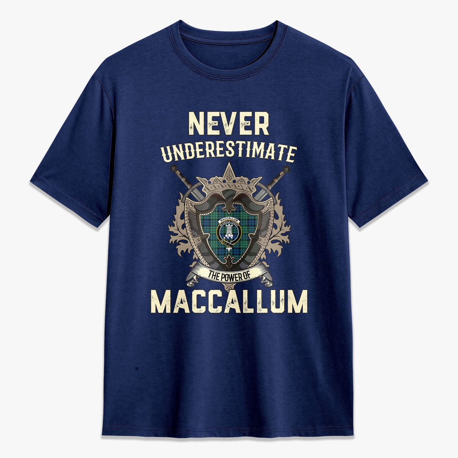 MacCallum Ancient Tartan Crest 2D T-shirt - Never Underestimate Style