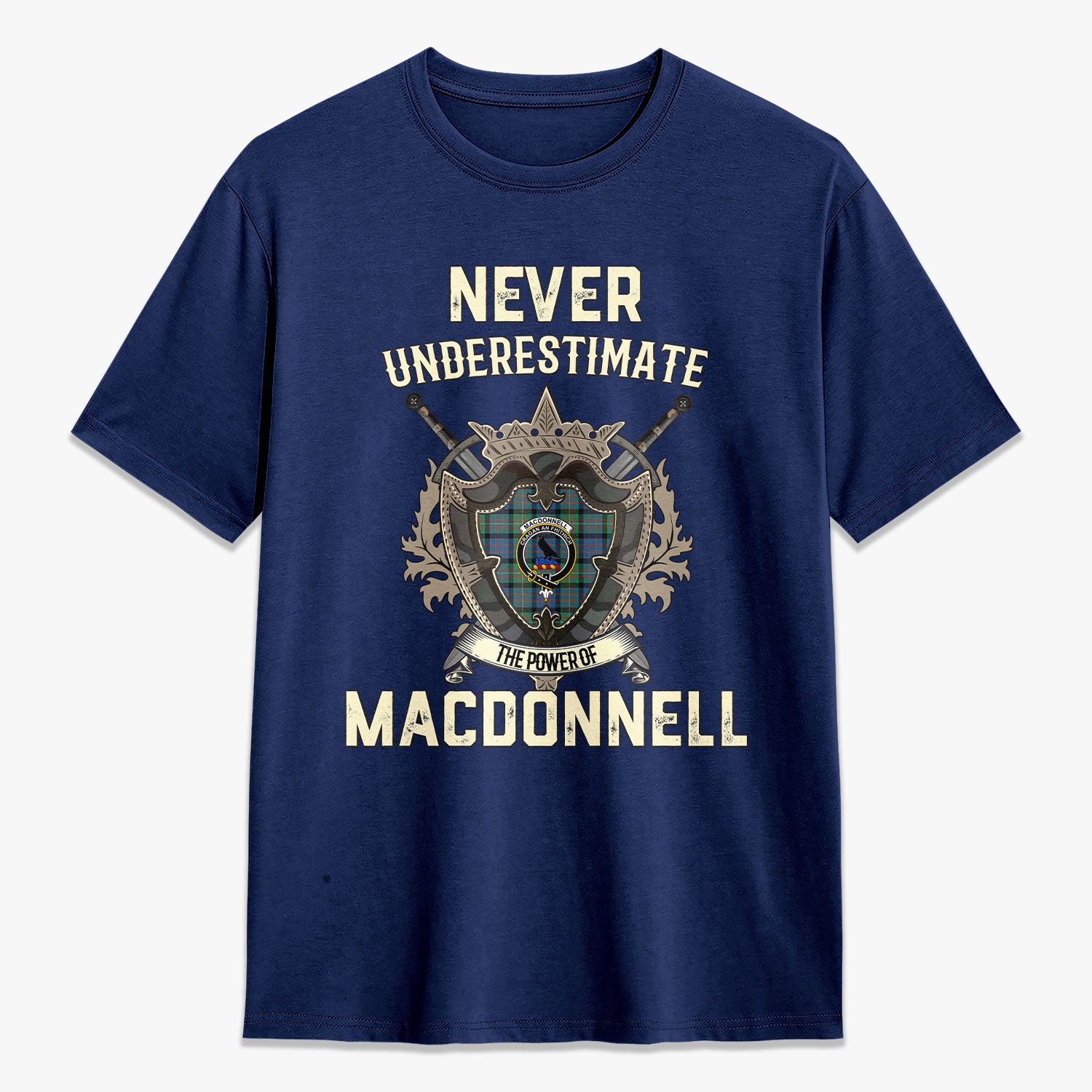 MacDonnell of Glengarry Ancient Tartan Crest 2D T-shirt - Never Underestimate Style