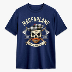 MacFarlane Black - White Tartan Crest 2D T-shirt - Alba Skull Style