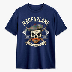 MacFarlane Hunting Ancient Tartan Crest 2D T-shirt - Alba Skull Style