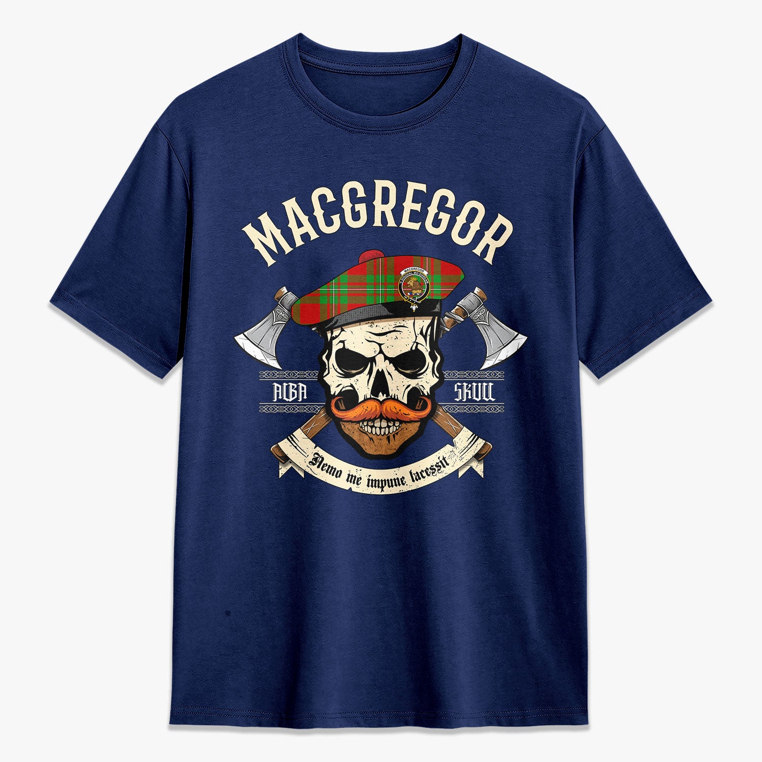 MacGregor Modern Tartan Crest 2D T-shirt - Alba Skull Style