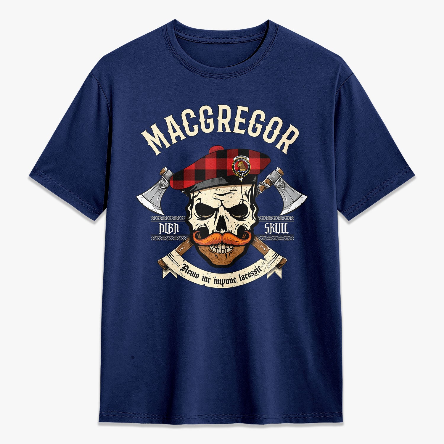 MacGregor Rob Roy Modern Tartan Crest 2D T-shirt - Alba Skull Style