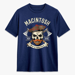 MacIntosh Hunting Weathered Tartan Crest 2D T-shirt - Alba Skull Style