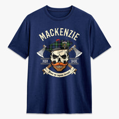 MacKenzie Modern Tartan Crest 2D T-shirt - Alba Skull Style