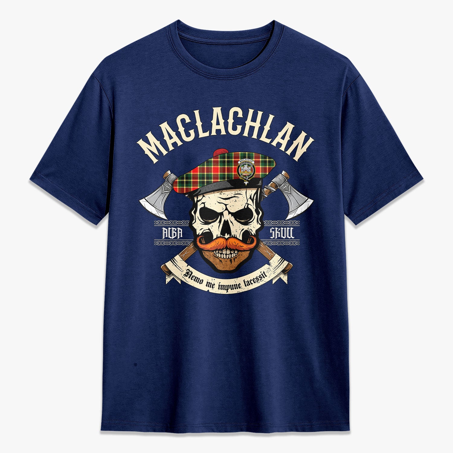 MacLachlan Hunting Modern Tartan Crest 2D T-shirt - Alba Skull Style