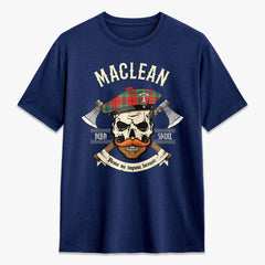 MacLean of Duart Modern Tartan Crest 2D T-shirt - Alba Skull Style