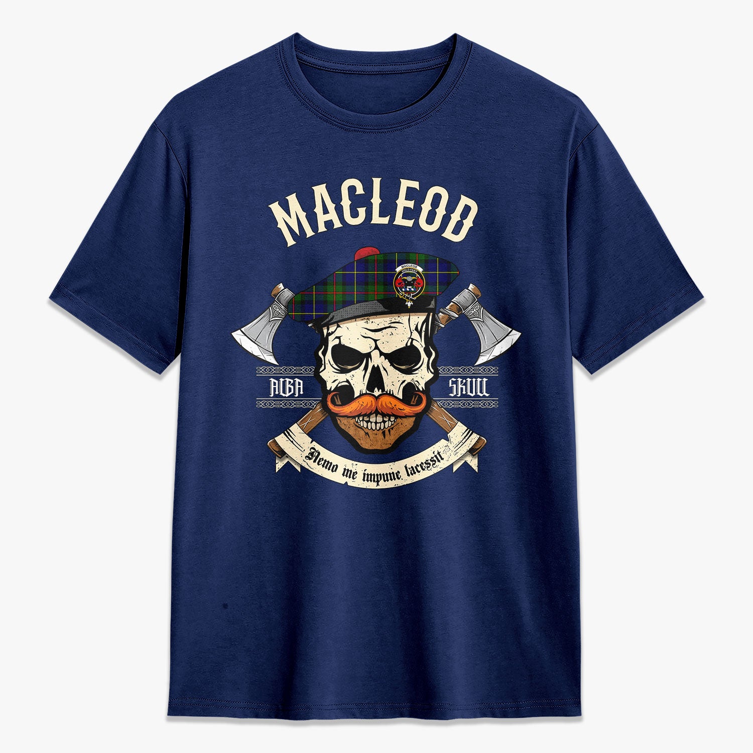 MacLeod of Harris Modern Tartan Crest 2D T-shirt - Alba Skull Style