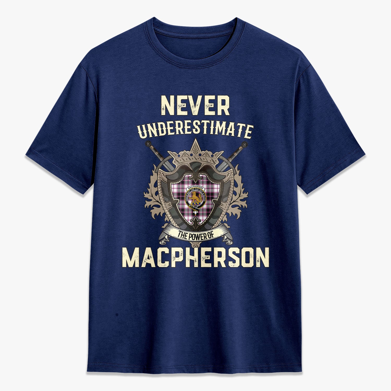 MacPherson Hunting Modern Tartan Crest 2D T-shirt - Never Underestimate Style