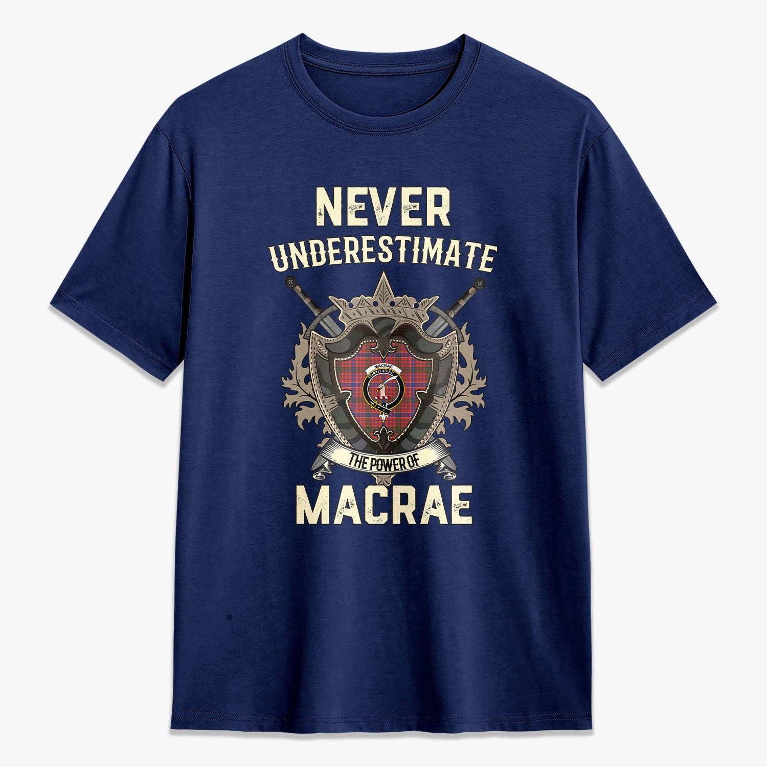 MacRae Ancient Tartan Crest 2D T-shirt - Never Underestimate Style