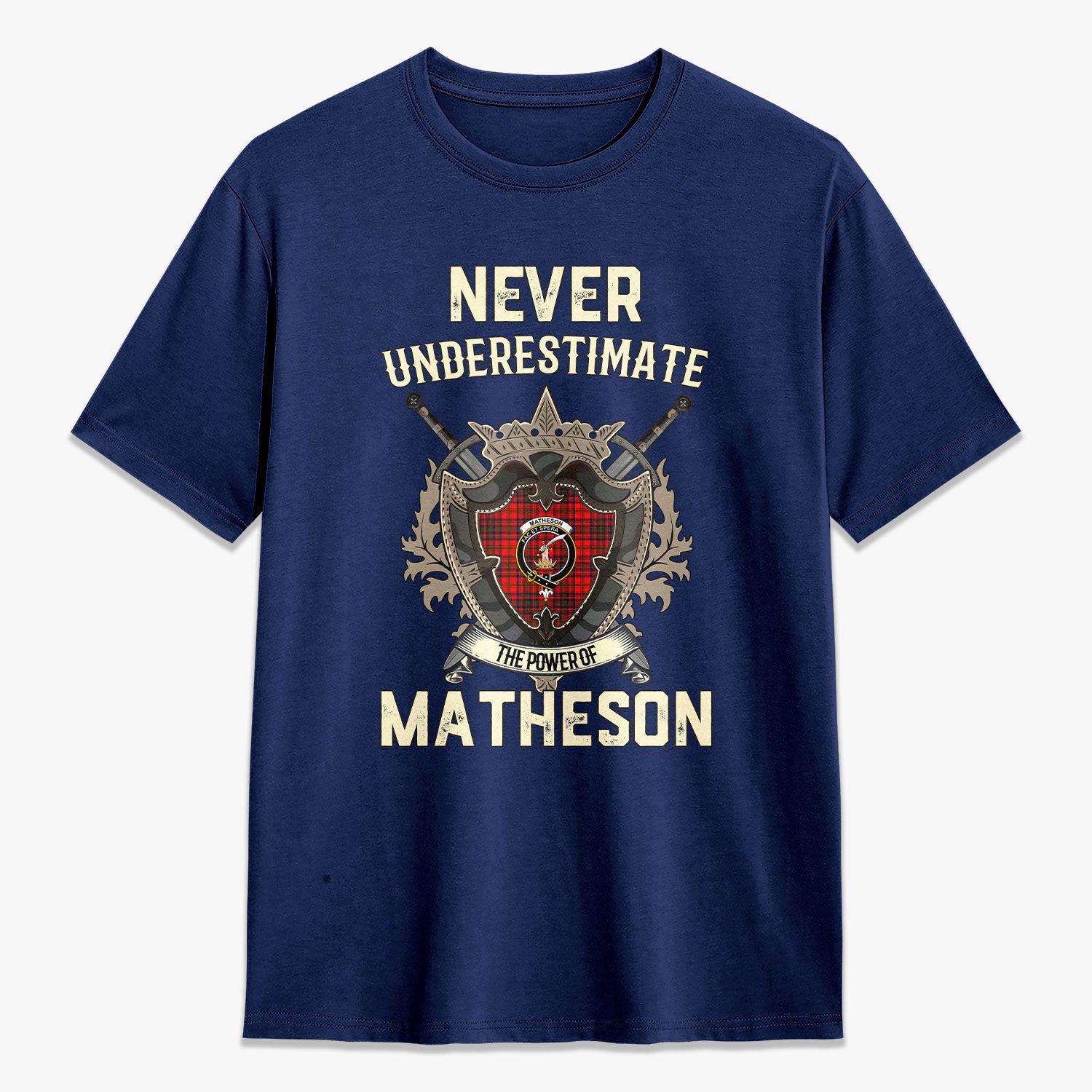 Matheson Modern Tartan Crest 2D T-shirt - Never Underestimate Style