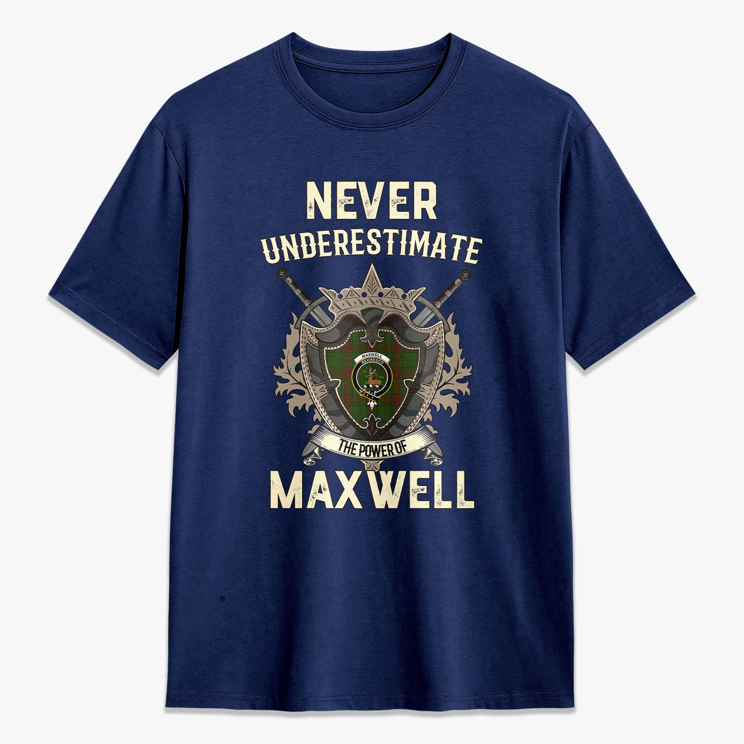 Maxwell Hunting Tartan Crest 2D T-shirt - Never Underestimate Style