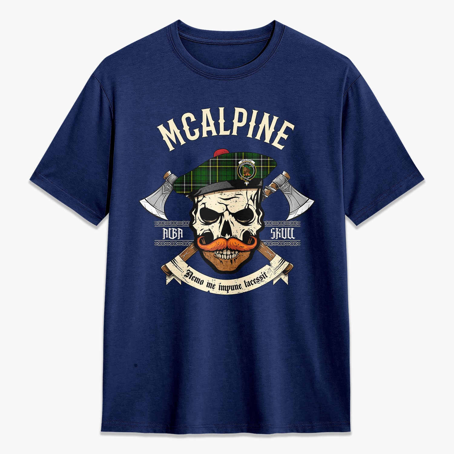 McAlpine Modern Tartan Crest 2D T-shirt - Alba Skull Style