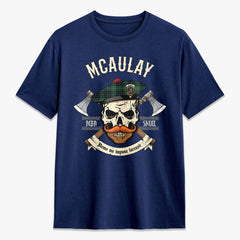 McAulay Hunting Ancient Tartan Crest 2D T-shirt - Alba Skull Style