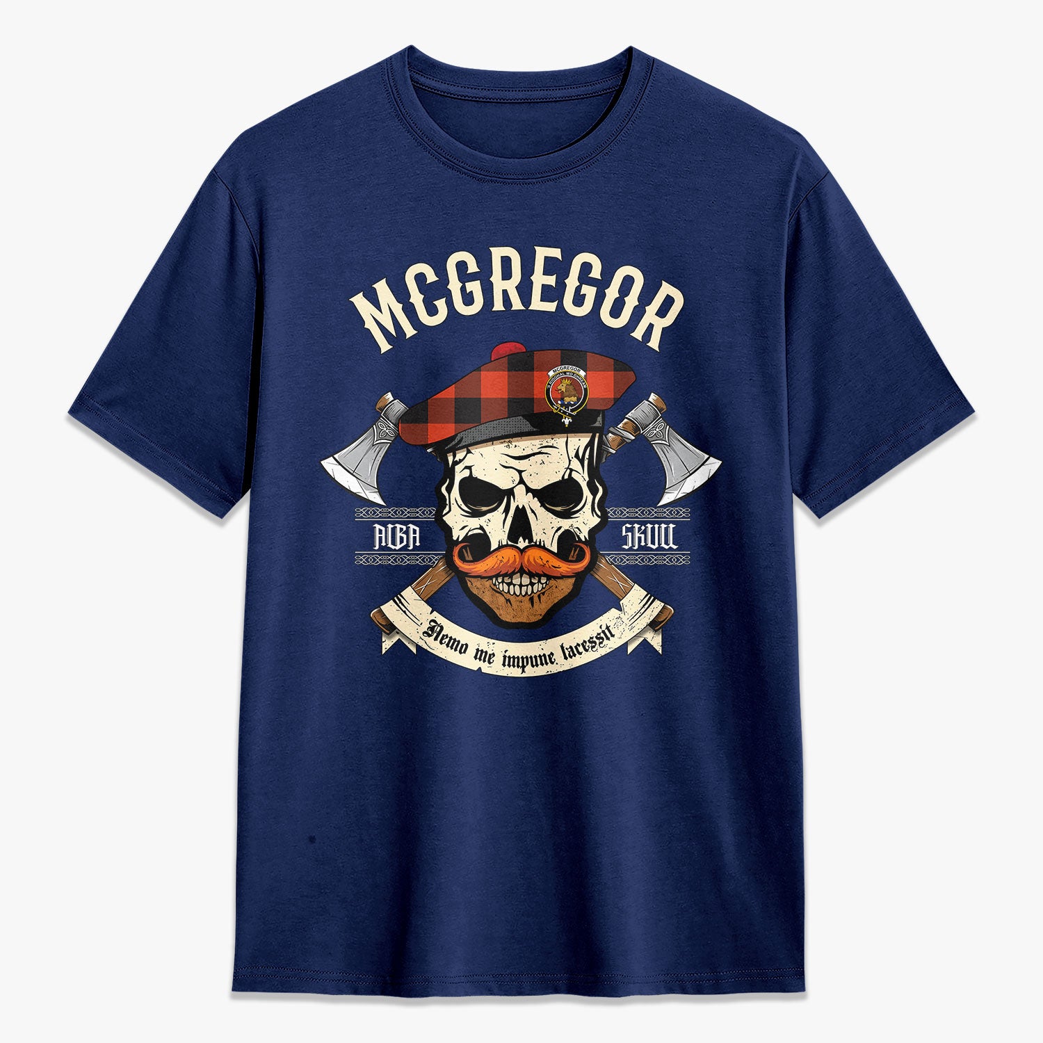 McGregor Rob Roy Ancient Tartan Crest 2D T-shirt - Alba Skull Style