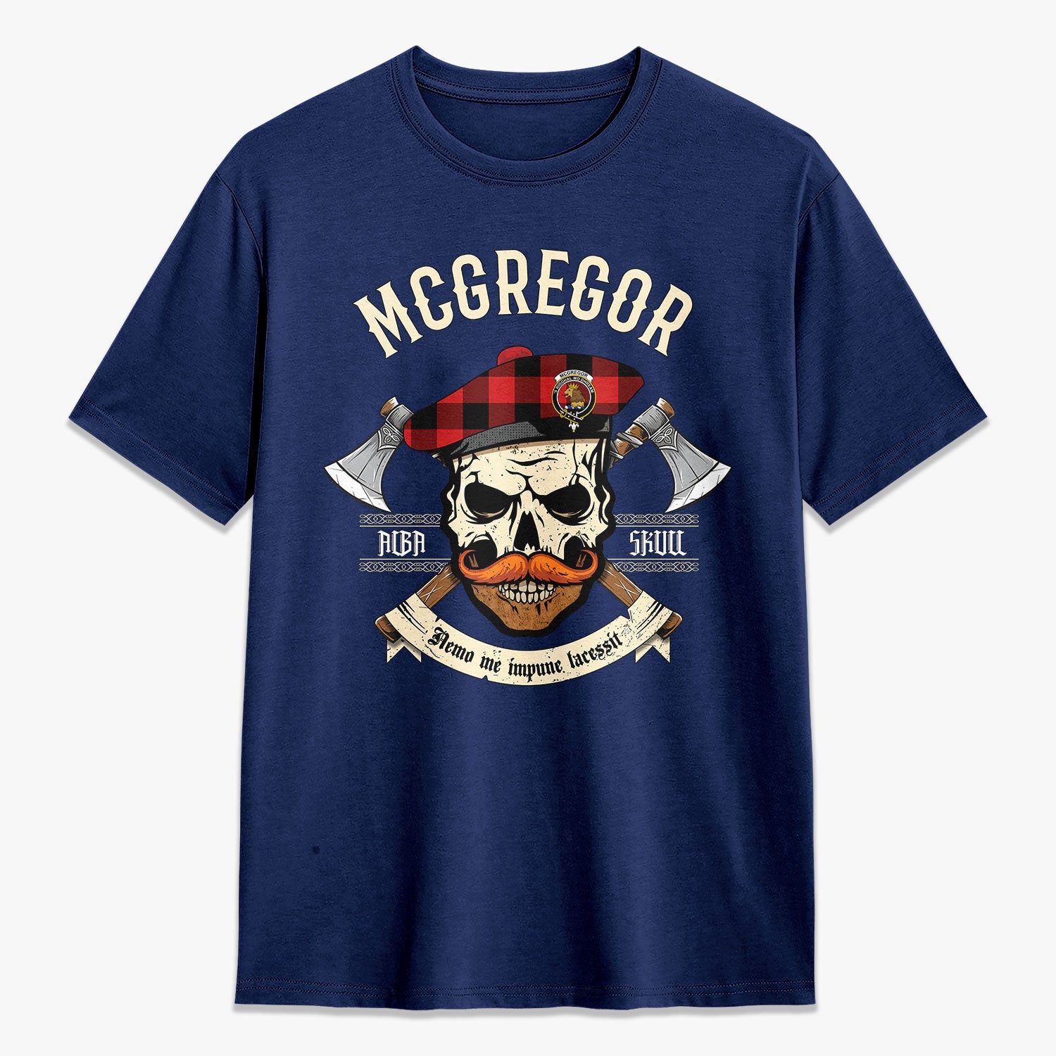 McGregor Rob Roy Modern Tartan Crest 2D T-shirt - Alba Skull Style