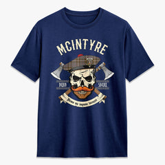 McIntyre Hunting Weathered Tartan Crest 2D T-shirt - Alba Skull Style