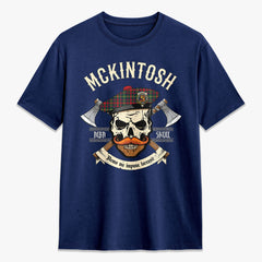 McKintosh Hunting Modern Tartan Crest 2D T-shirt - Alba Skull Style