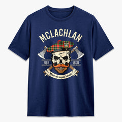 McLachlan Hunting Modern Tartan Crest 2D T-shirt - Alba Skull Style