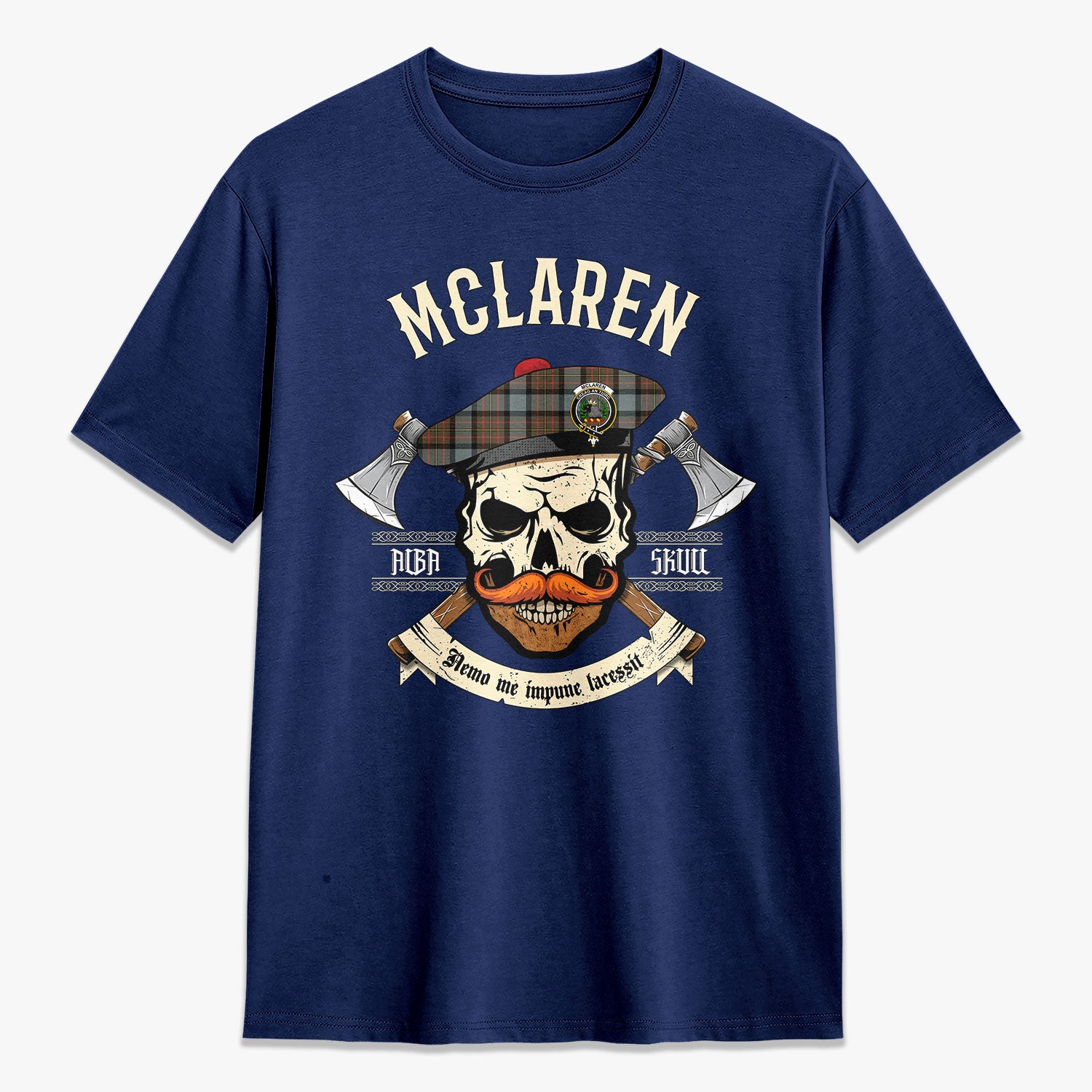 McLaren Weathered Tartan Crest 2D T-shirt - Alba Skull Style