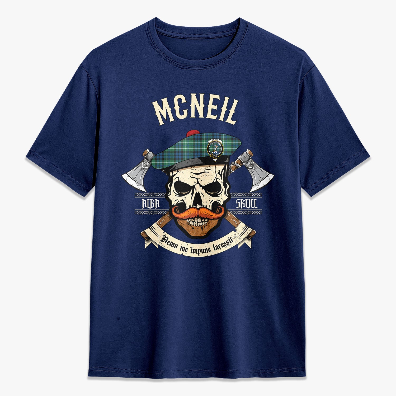 McNeil of Colonsay Ancient Tartan Crest 2D T-shirt - Alba Skull Style